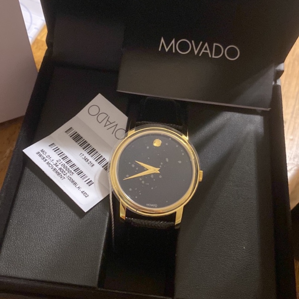Movado Black and Gold Luxury Watch
